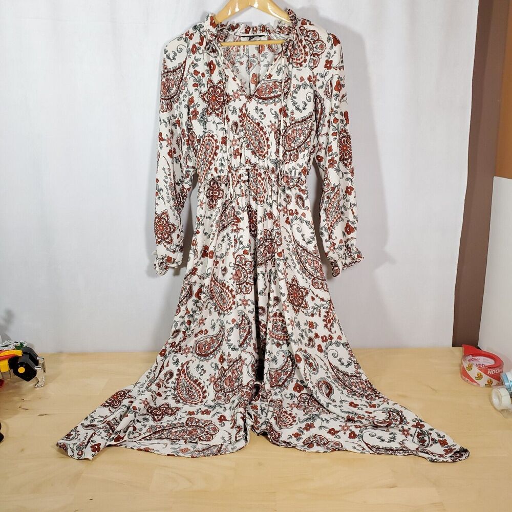 Banana Republic Dress Women's Sz 6 Cottagecore Boho Peasant Flowy Ruffle Long